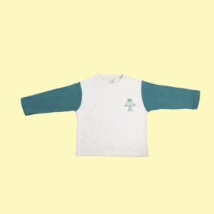 Frog Baskılı Çift Renk T-Shirt