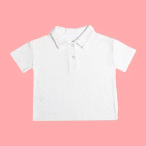 Beyaz Delikli Polo Yaka T-Shirt