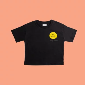 Smile Baskılı Siyah T-Shirt